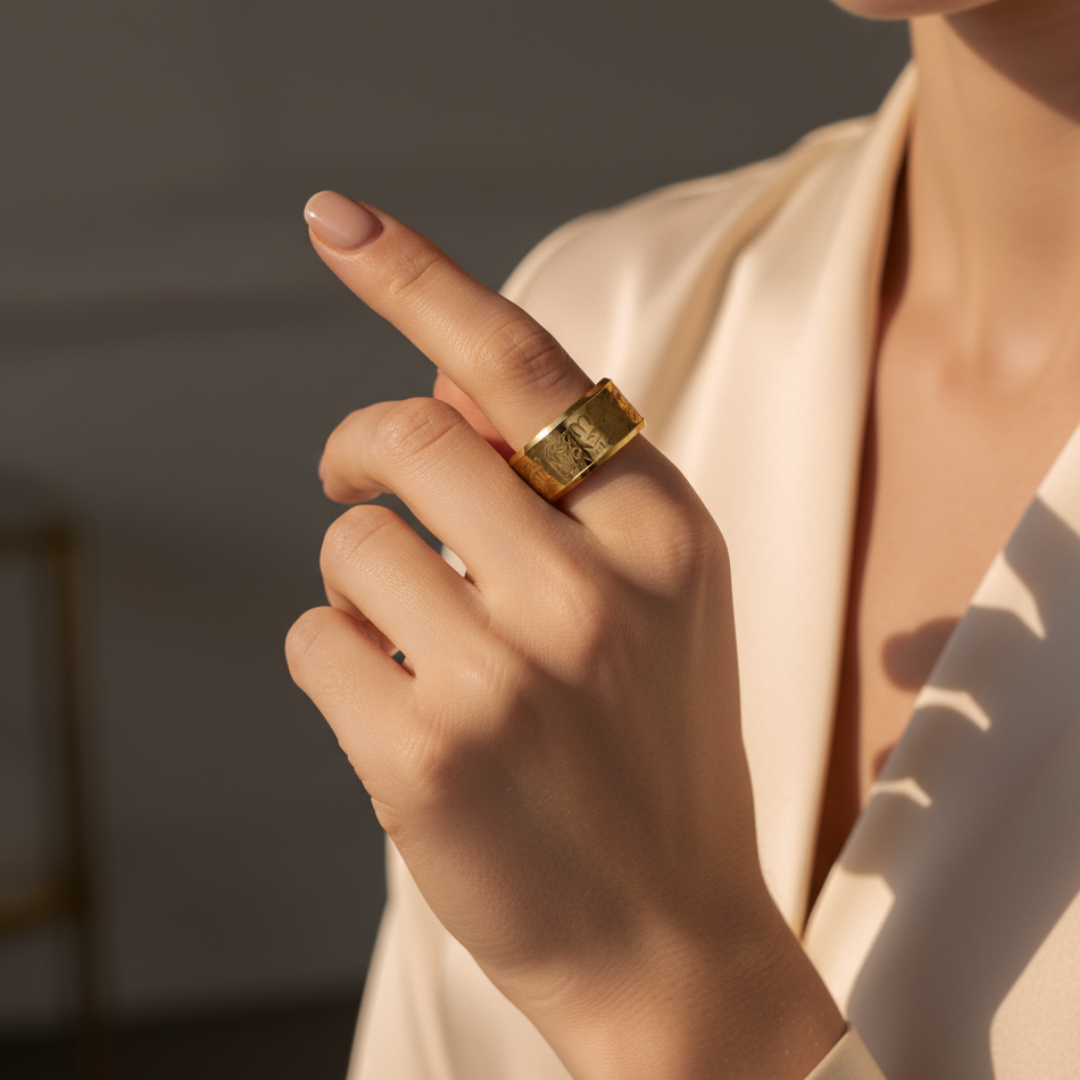 Qamar Shahada Gold Ring