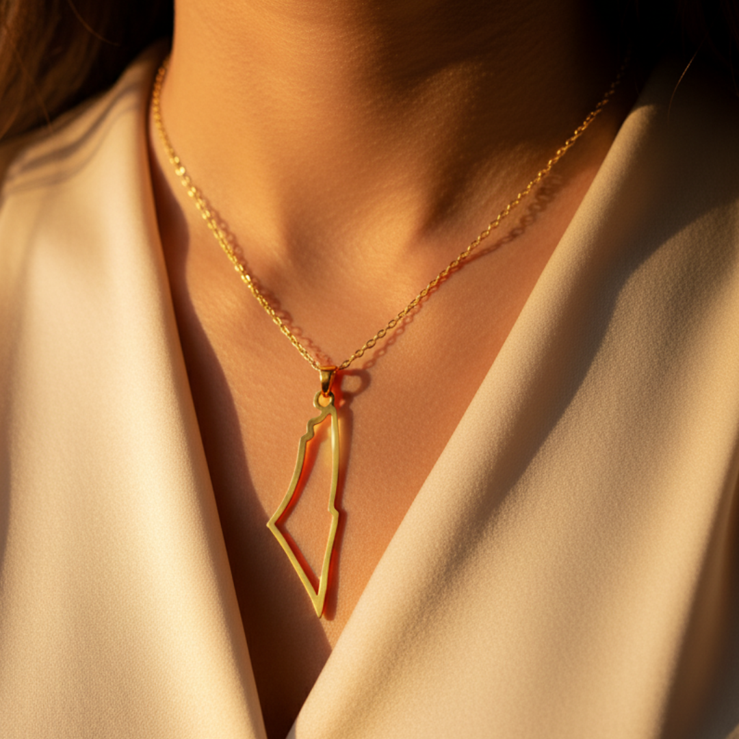 Qamar Palestine Map Necklace