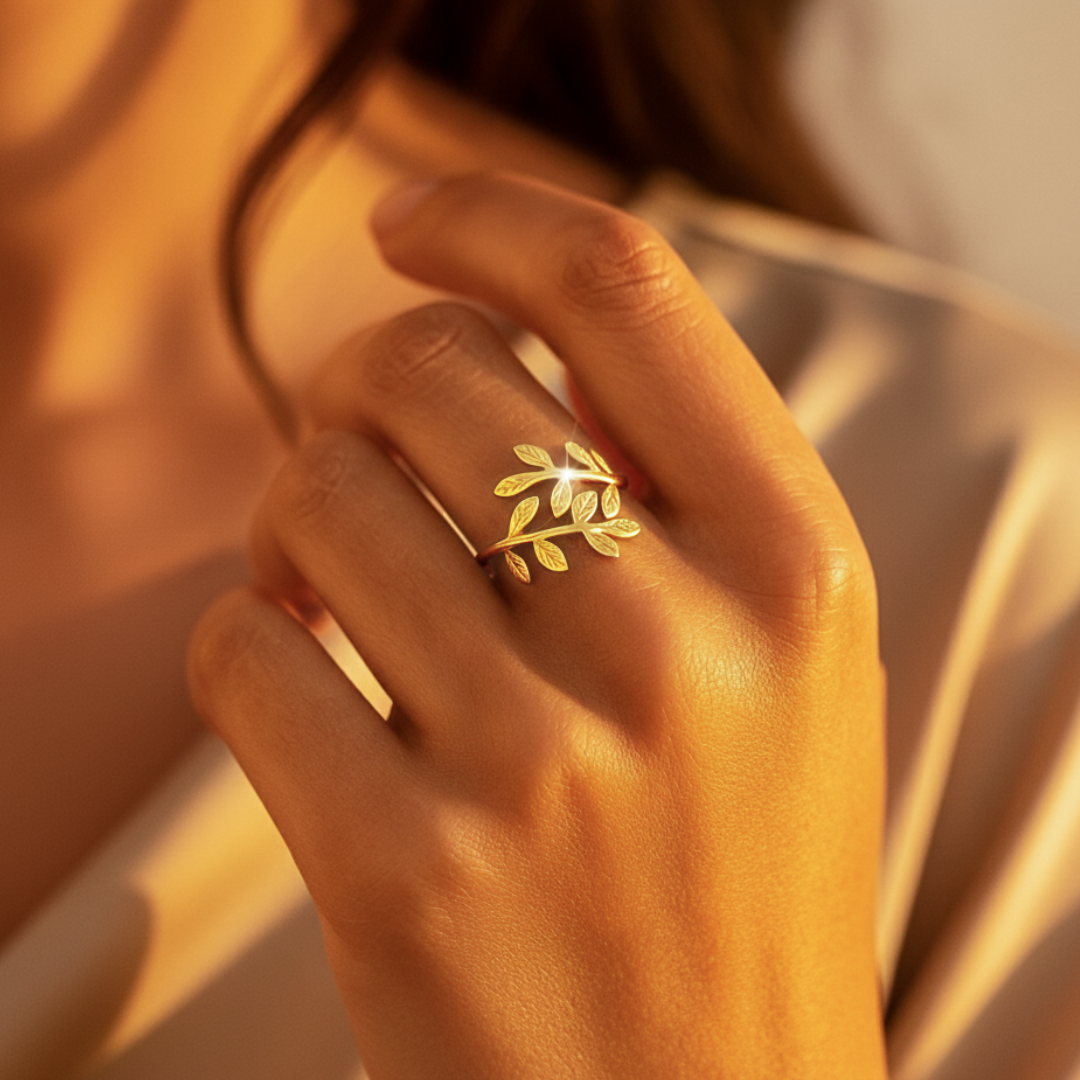 Qamar Palestine Olive Leaf Ring