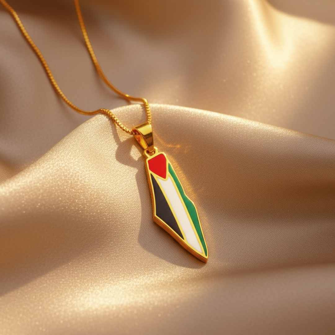 Qamar Palestine Pride Map Necklace