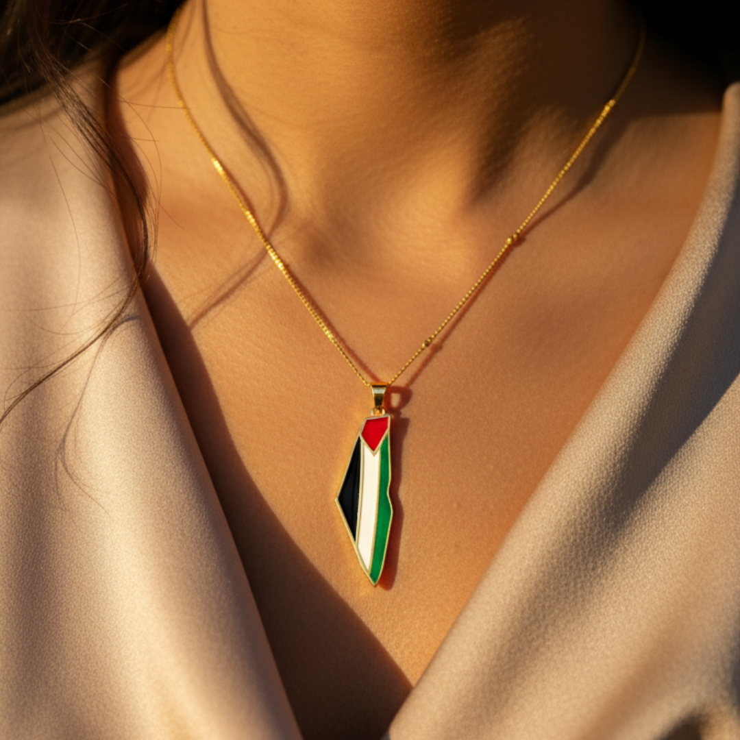 Qamar Palestine Pride Map Necklace