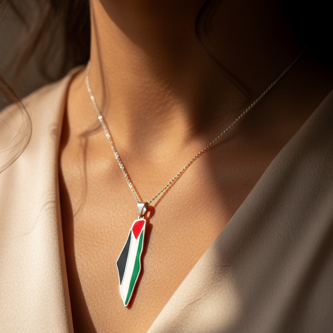Qamar Palestine Pride Map Necklace