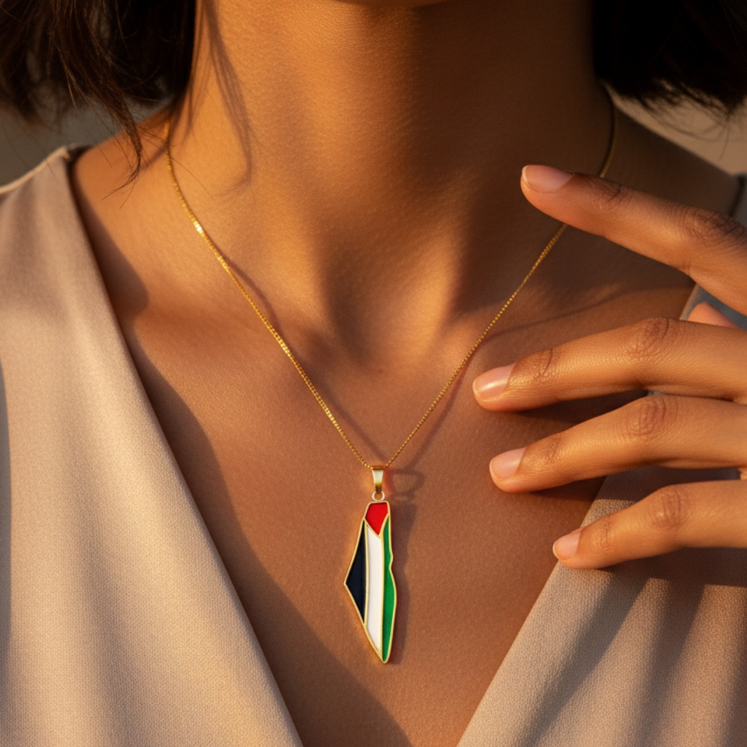 Qamar Palestine Pride Map Necklace