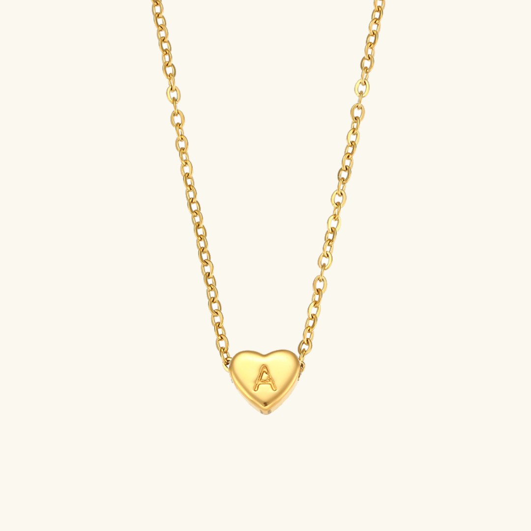 Heart Initial Gold Necklace – Qamar Jewelry