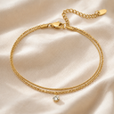 White Petal Shell Layered Anklet