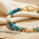 Turquoise Blue & Pearl Bead Bracelet
