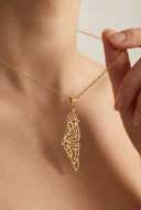 Qamar Palestine Calligraphy Map Necklace