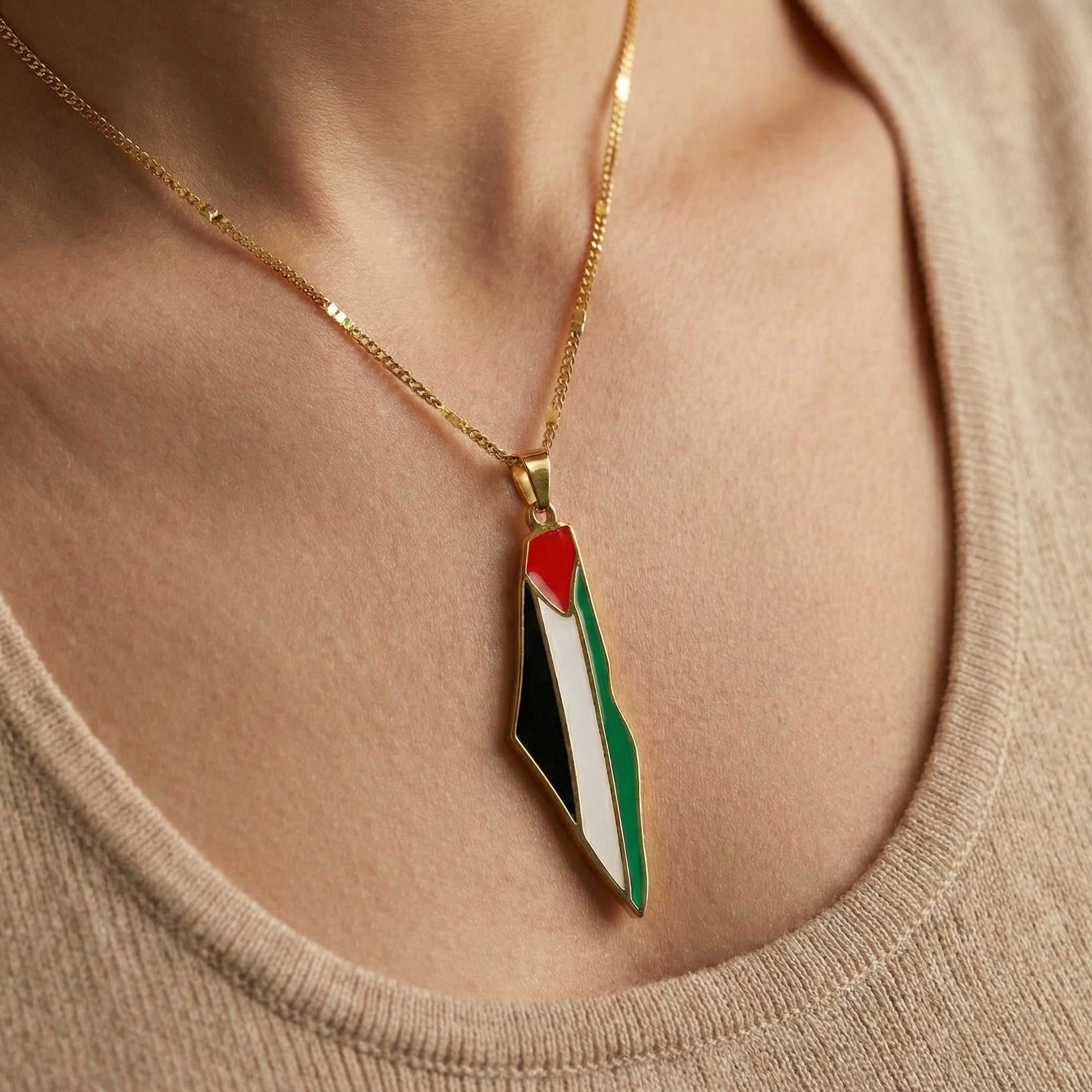 Qamar Palestine Pride Map Necklace