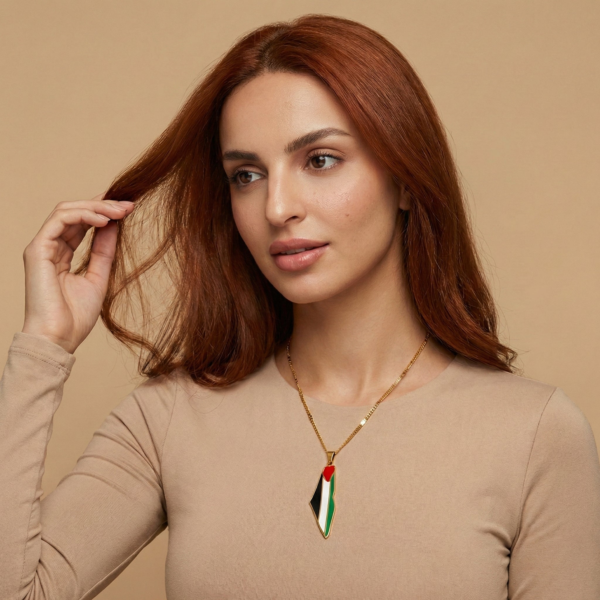 Qamar Palestine Pride Map Necklace