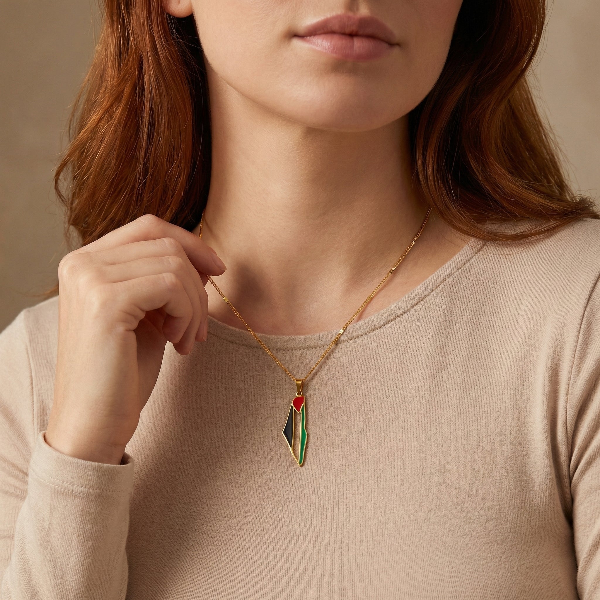 Qamar Palestine Pride Map Necklace
