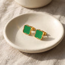 Zahra Rosette Studs - Jade Green