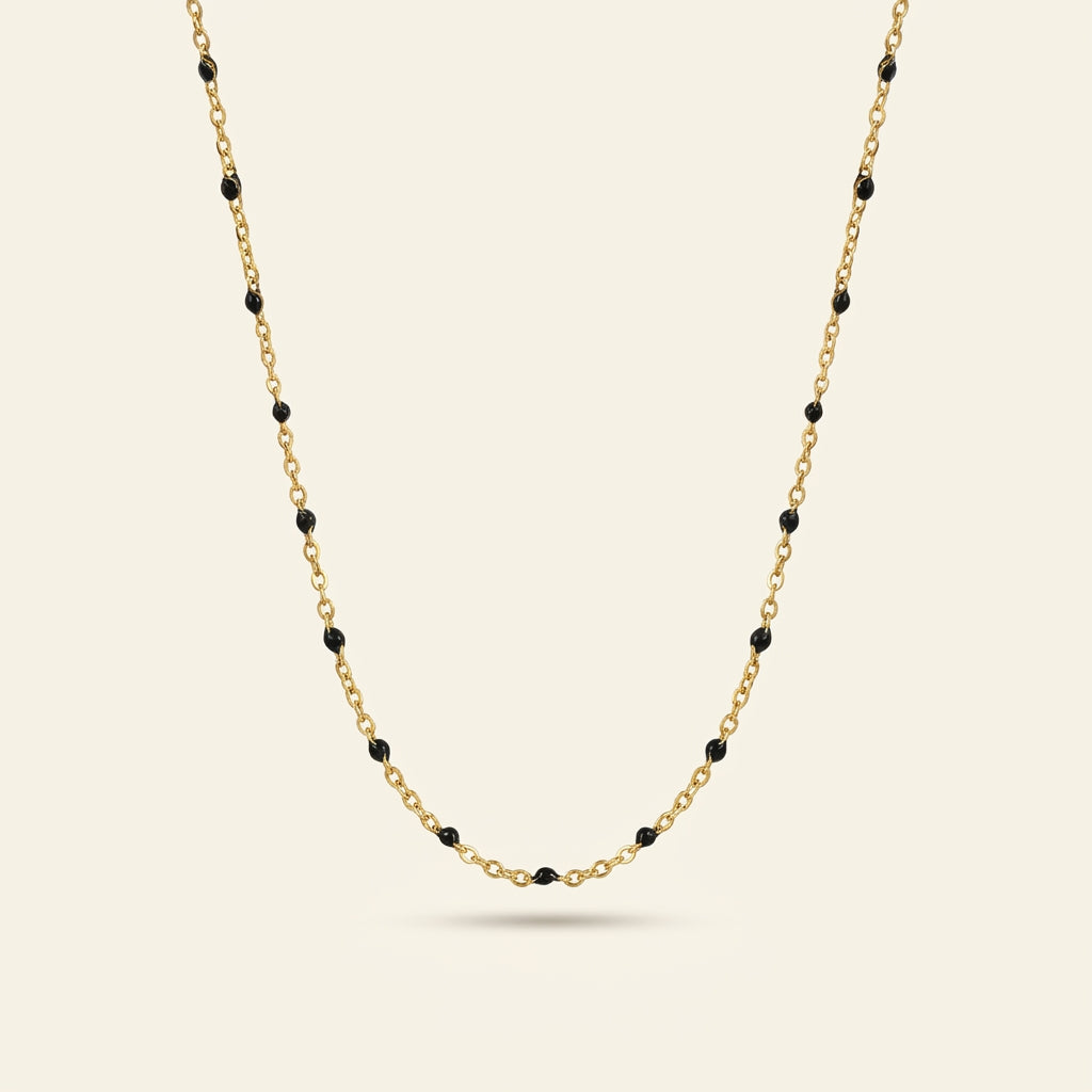 Layl Black Bead Necklace