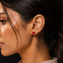 Zahra Rosette Studs - Red