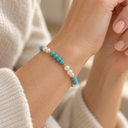 Turquoise Blue & Pearl Bead Bracelet