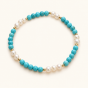 Turquoise Blue & Pearl Bead Bracelet